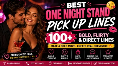 Best one night stand pick up lines with bold, flirty couple and nightlife theme