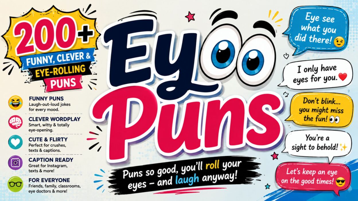 Eye puns with 200+ funny, clever, and eye-rolling jokes for captions and laughs