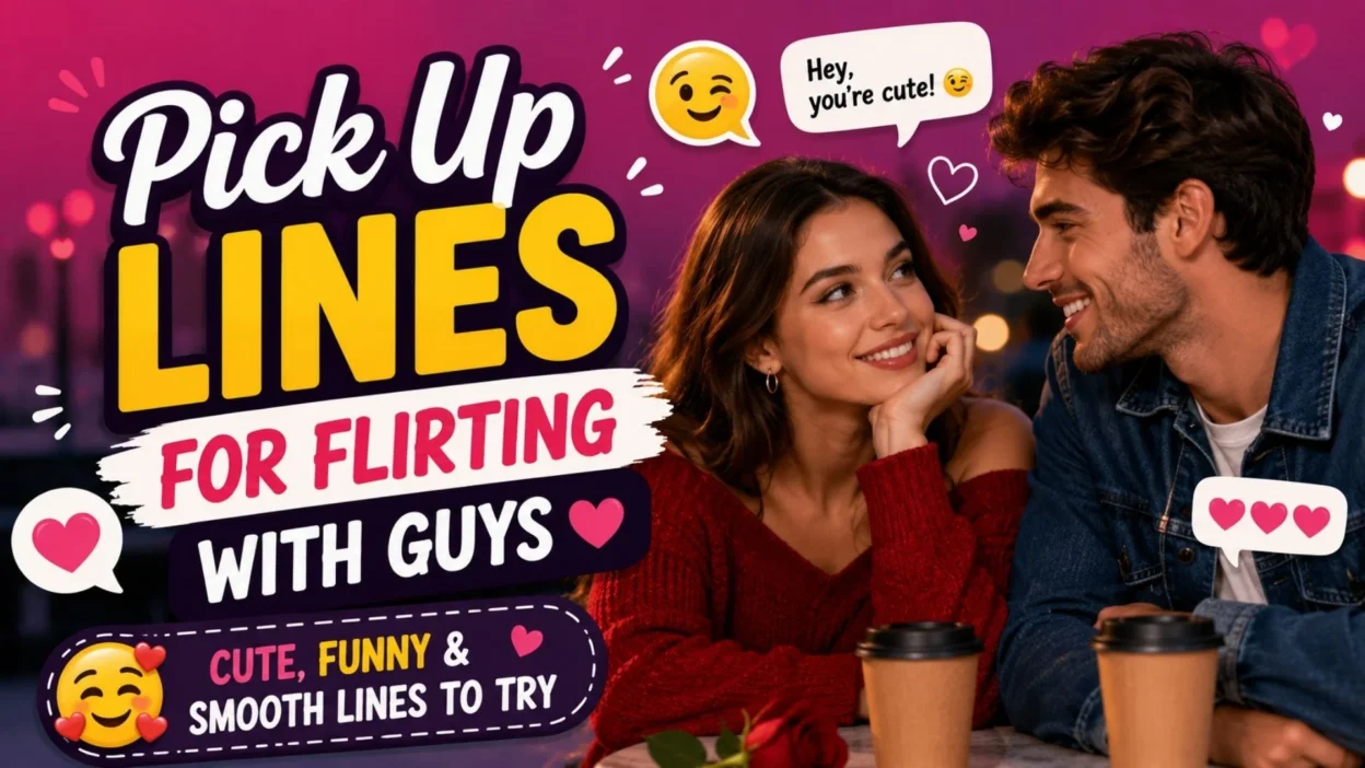 Pick up lines for flirting with guys featuring cute, funny and smooth romantic messages