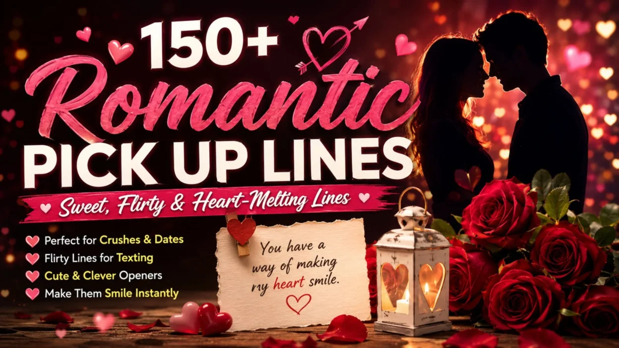 Romantic pick up lines with sweet, flirty and heart-melting love messages