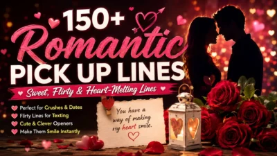 Romantic pick up lines with sweet, flirty and heart-melting love messages