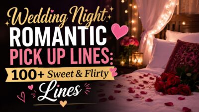 Wedding night romantic pick up lines with sweet and flirty messages for newlywed couples 💕🌙
