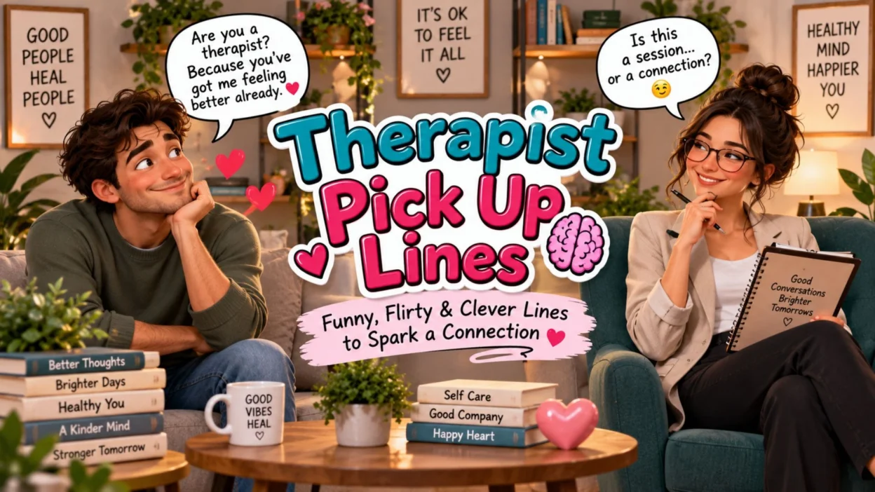 Therapist pick up lines with funny, flirty, and clever psychology-themed romantic humor